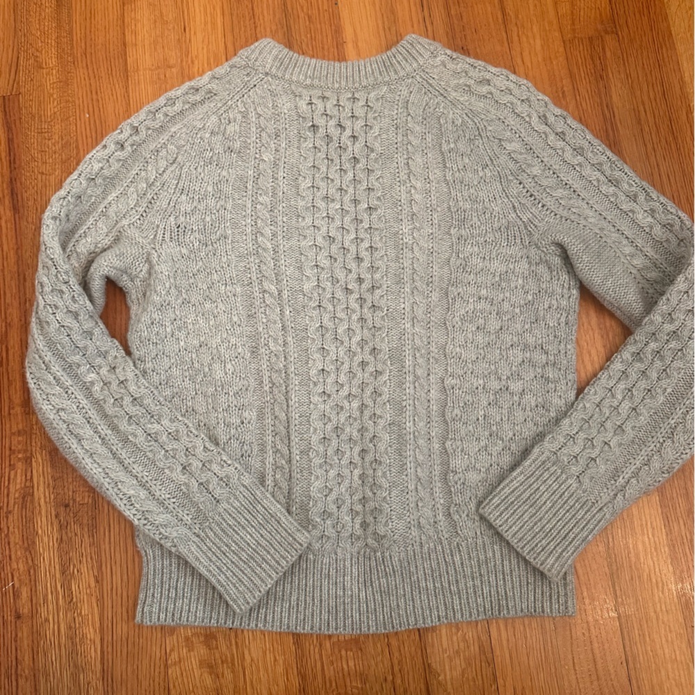 J Crew Popcorn Cable Knit Sweater Womens Size Xs Gray Lamb Wool Blend  (¥¥) - Picture 5 of 8